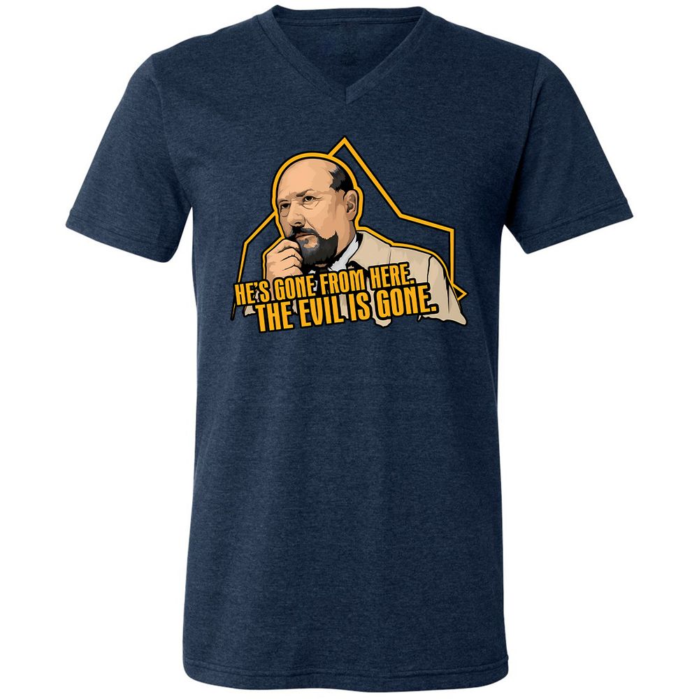 Unisex V-Neck T-Shirt - NWCRCUKM - Heather Navy - 15