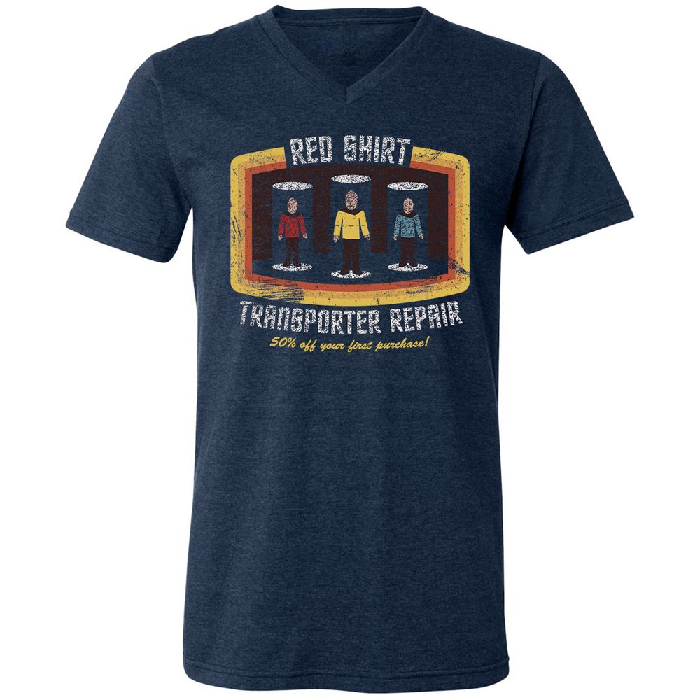 Unisex V-Neck T-Shirt - RNLZ6SKF - Heather Navy - 15