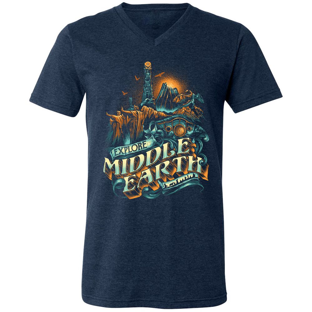 Unisex V-Neck T-Shirt - GPWNLLCR - Heather Navy - 15