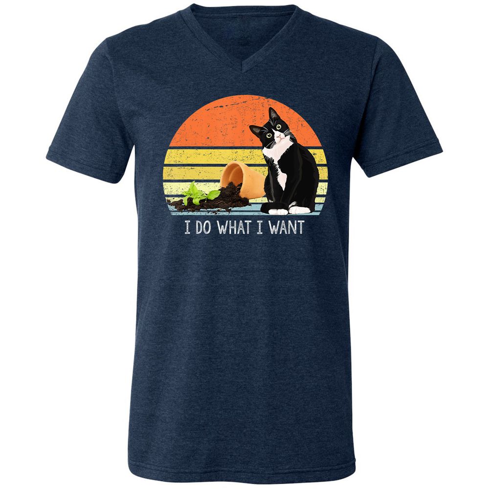 Unisex V-Neck T-Shirt - XWG6LZAG - Heather Navy - 15