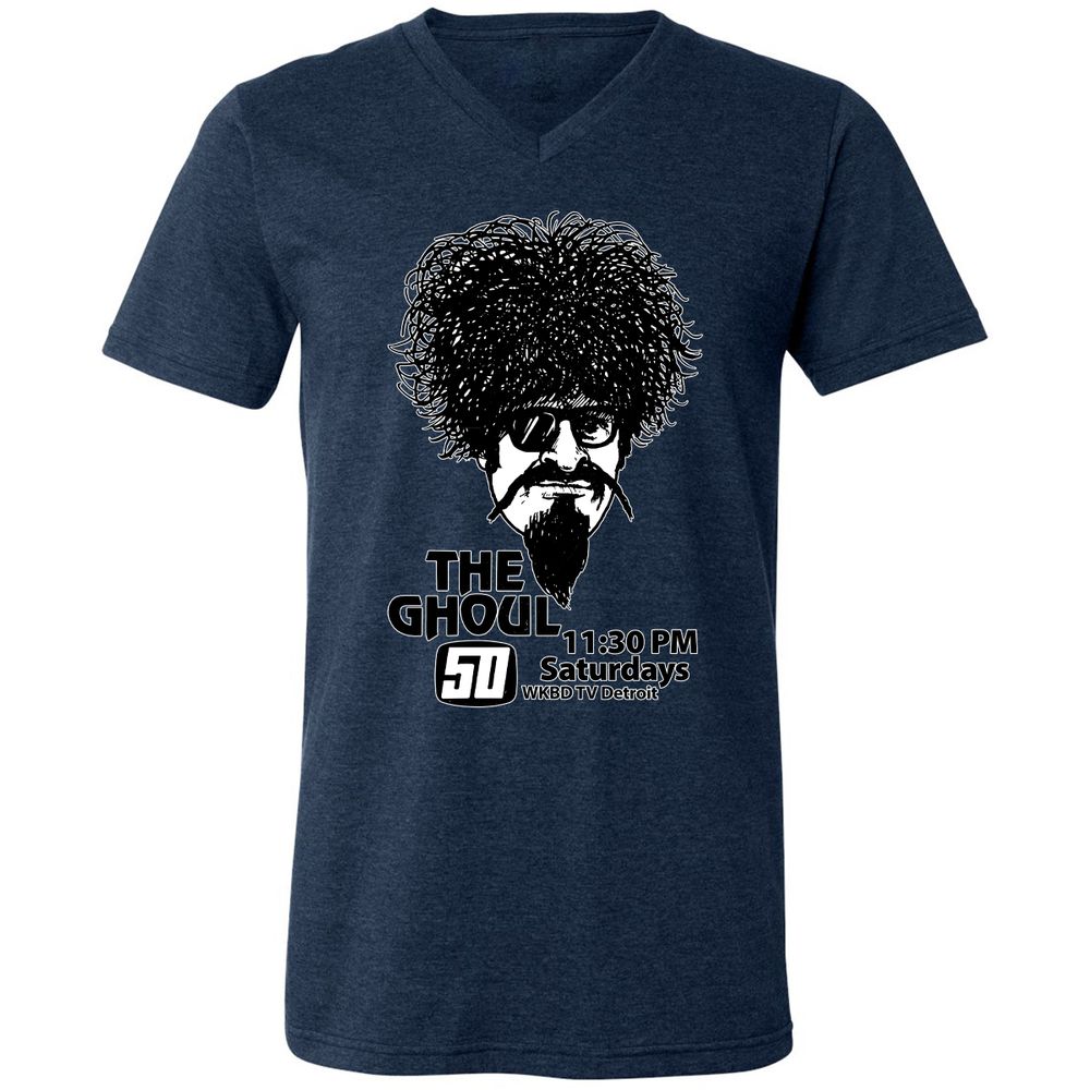 Unisex V-Neck T-Shirt - EFZGH8GP - Heather Navy - 15