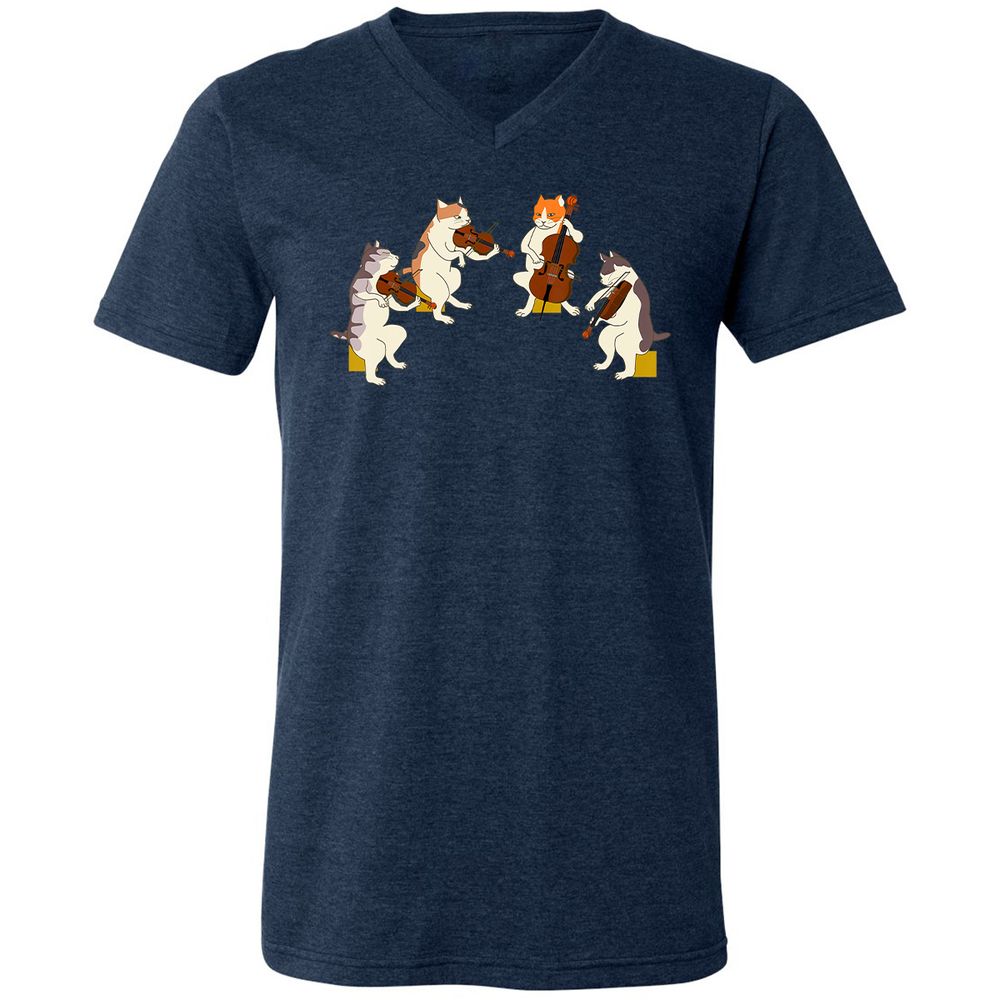 Unisex V-Neck T-Shirt - 9C3L1XJ8 - Heather Navy - 15