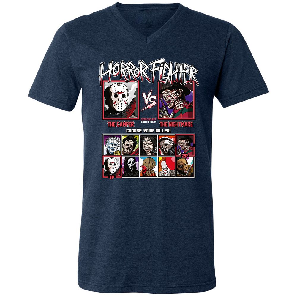 Unisex V-Neck T-Shirt - CALQGWQX - Heather Navy - 15