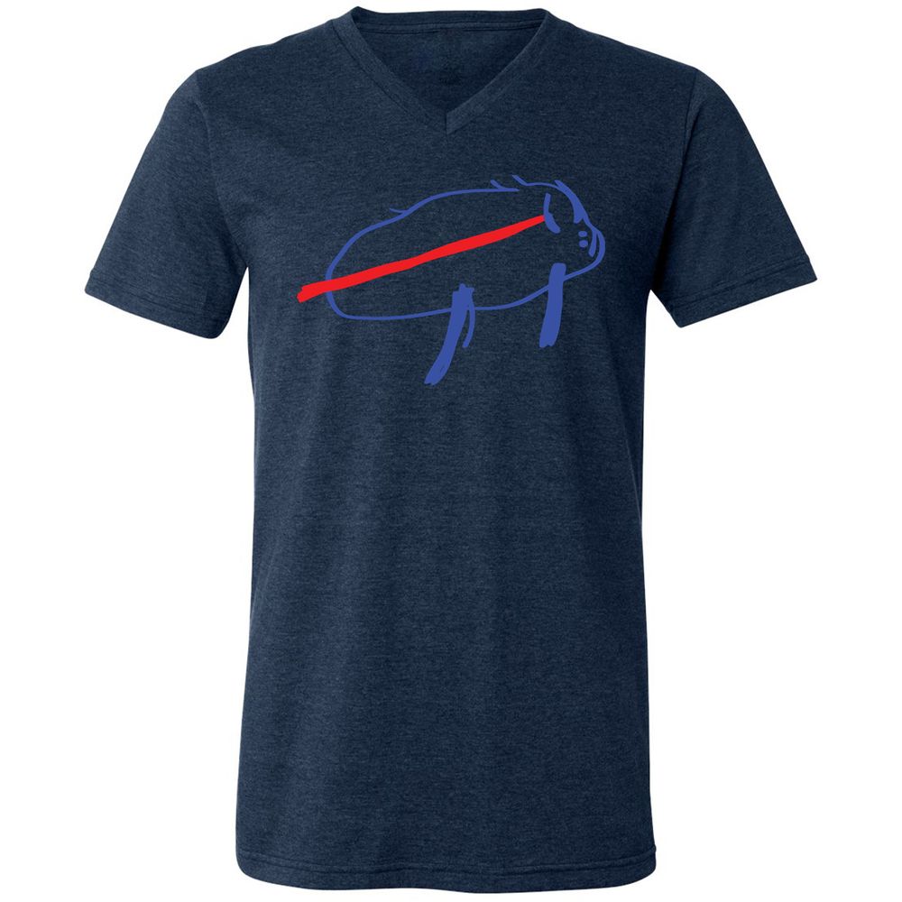 Unisex V-Neck T-Shirt - 7375CYQ4 - Heather Navy - 15