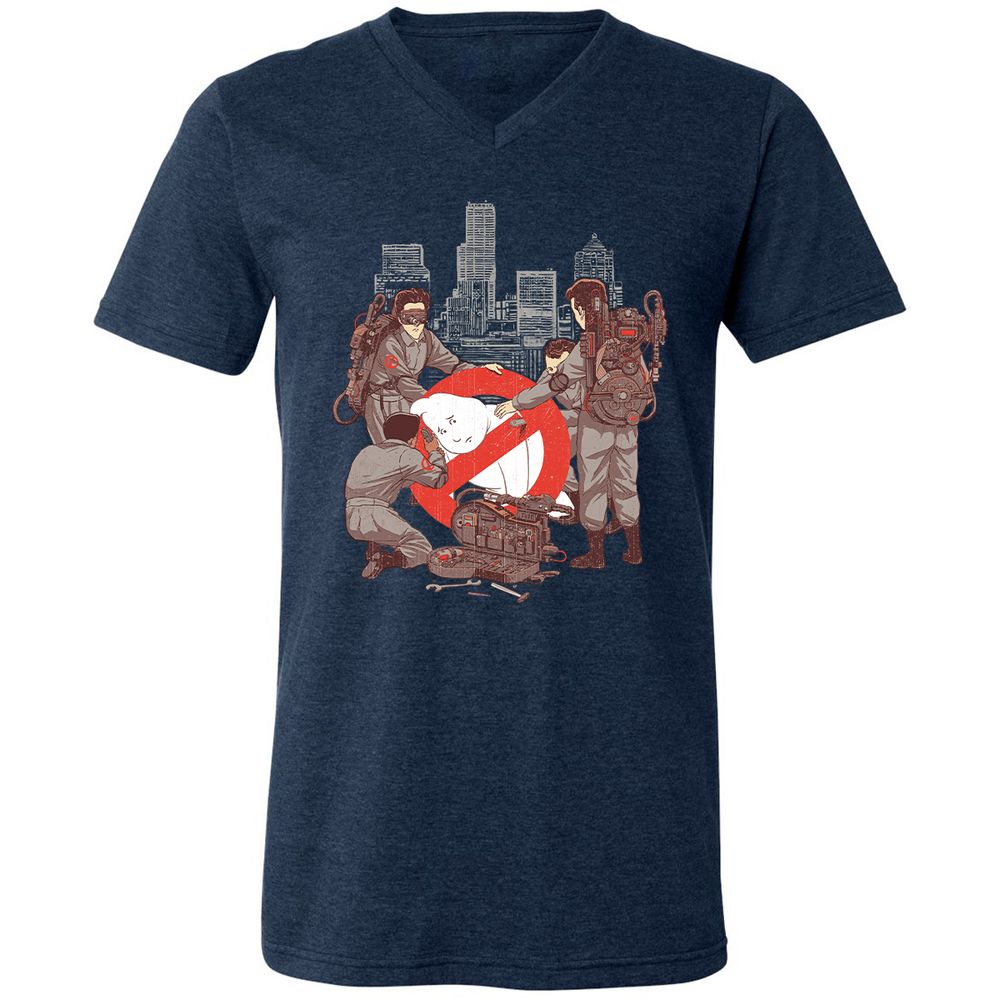 Unisex V-Neck T-Shirt - 3AZ4PVEQ - Heather Navy - 15
