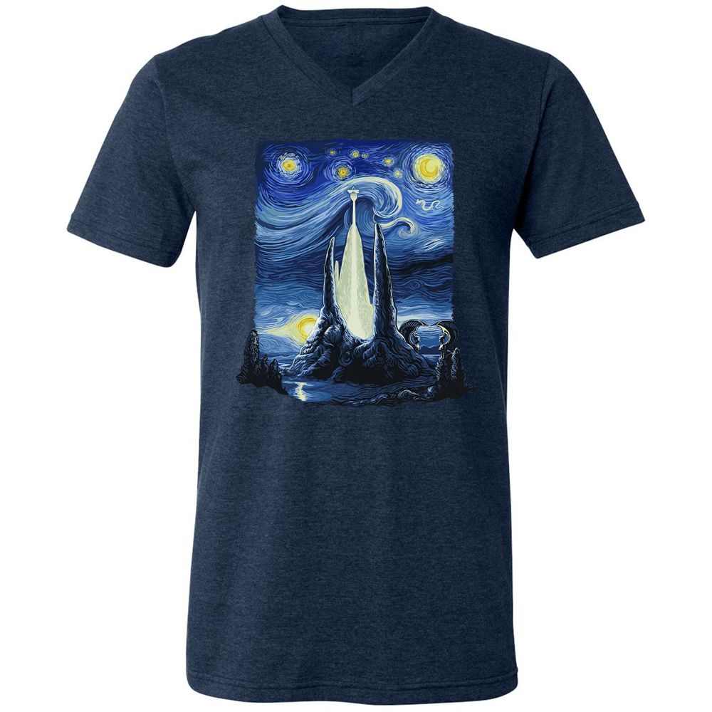 Unisex V-Neck T-Shirt - 5C6JR9D2 - Heather Navy - 15