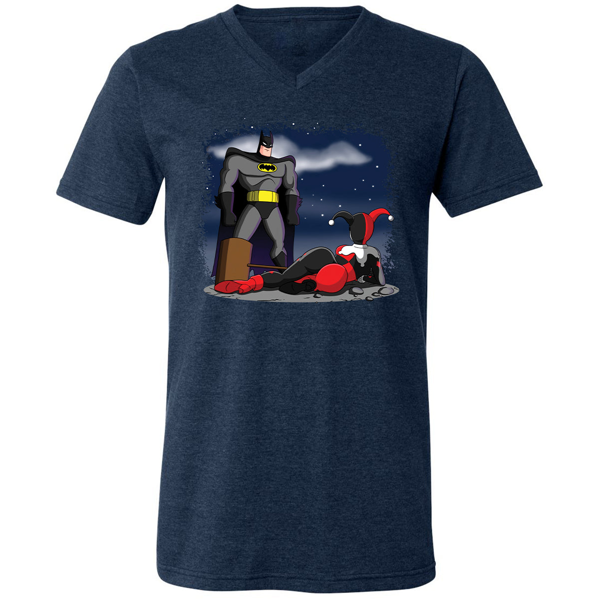 Unisex V-Neck T-Shirt - AAJ6FMAF - Heather Navy - 15