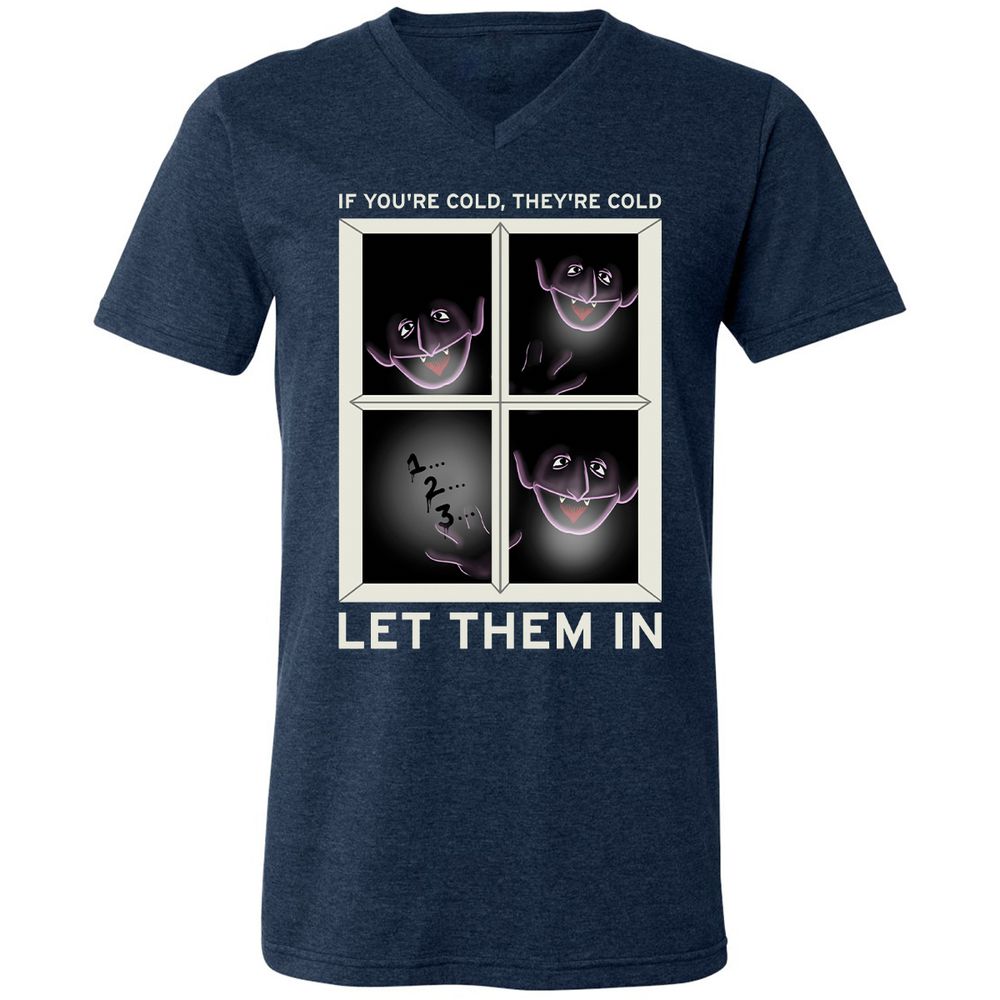 Unisex V-Neck T-Shirt - ABJAHFVL - Heather Navy - 15