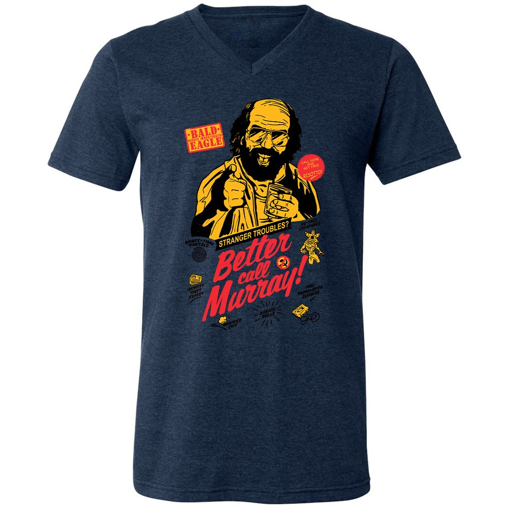 Unisex V-Neck T-Shirt - RRH3Y766 - Heather Navy - 15