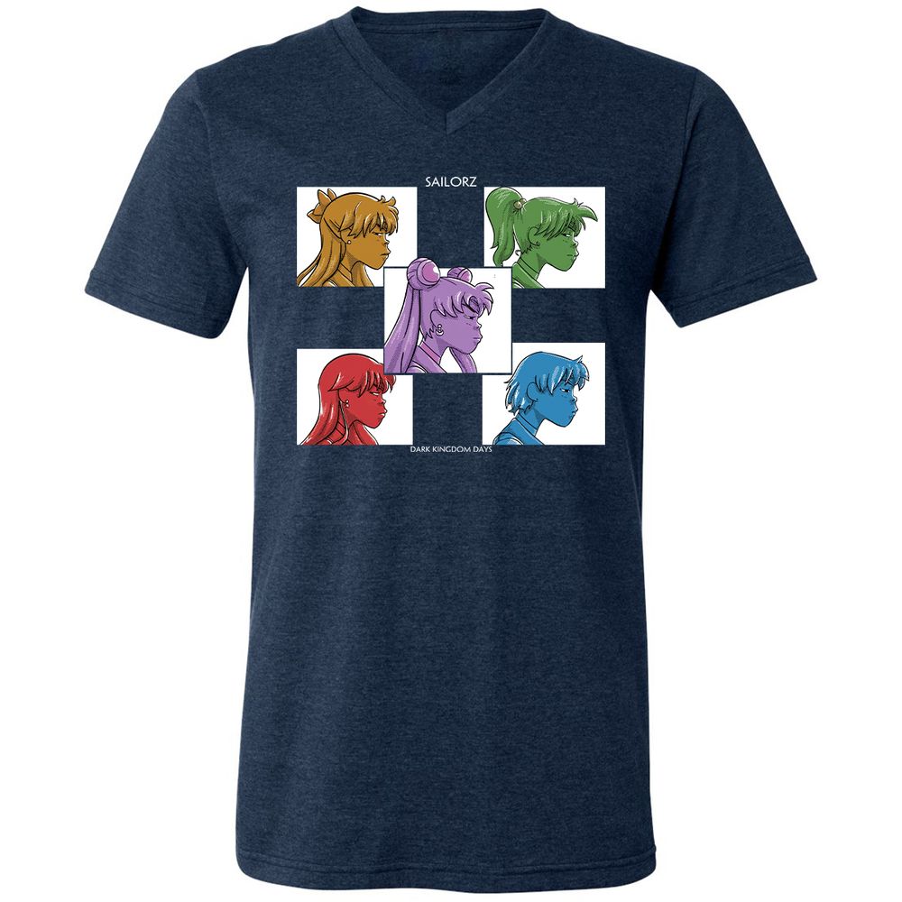 Unisex V-Neck T-Shirt - DGHSEP47 - Heather Navy - 15