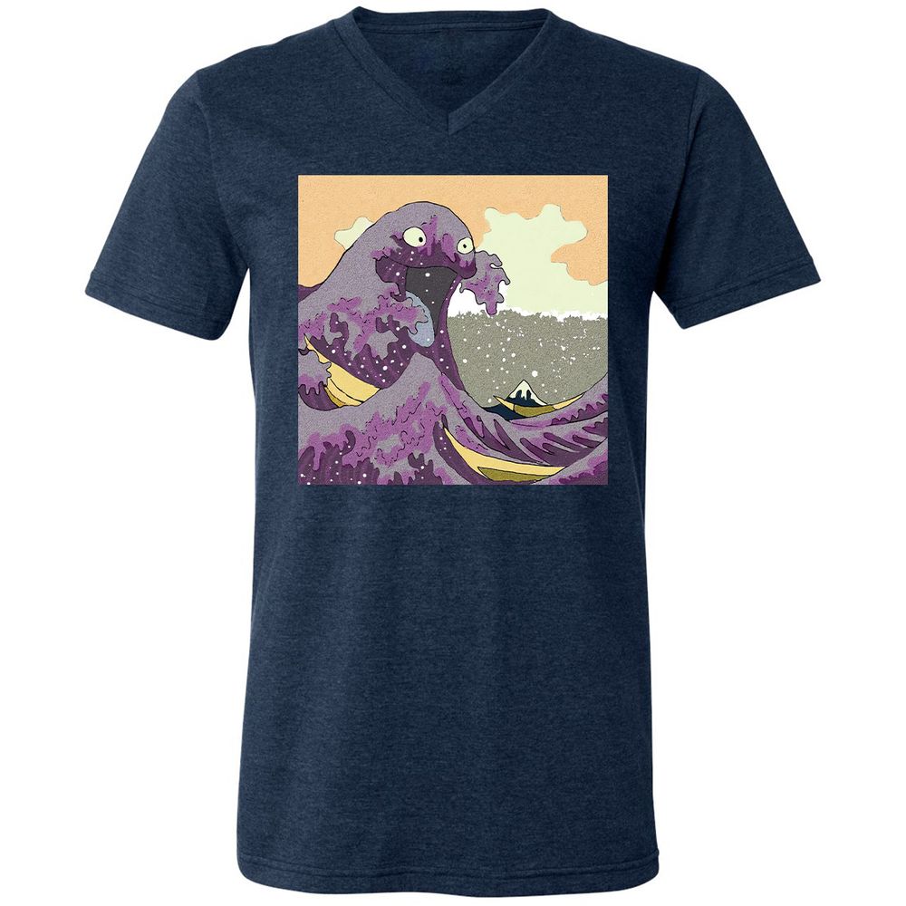 Unisex V-Neck T-Shirt - 9ERJ51Z8 - Heather Navy - 15