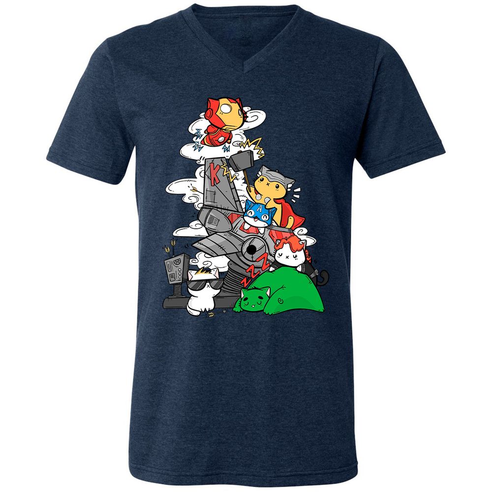 Unisex V-Neck T-Shirt - GMAU33EJ - Heather Navy - 15