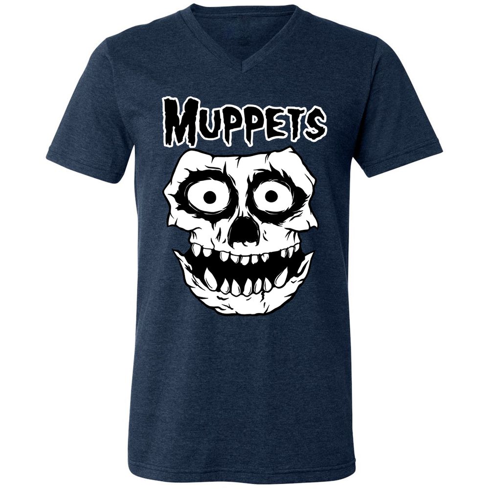 Unisex V-Neck T-Shirt - DCQUZY1C - Heather Navy - 15