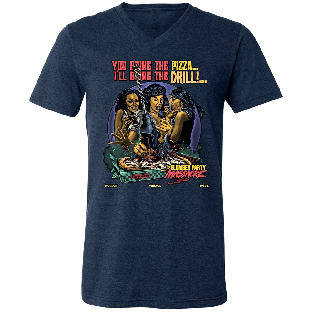 Unisex V-Neck T-Shirt - ZZU44RUV - Heather Navy - 15