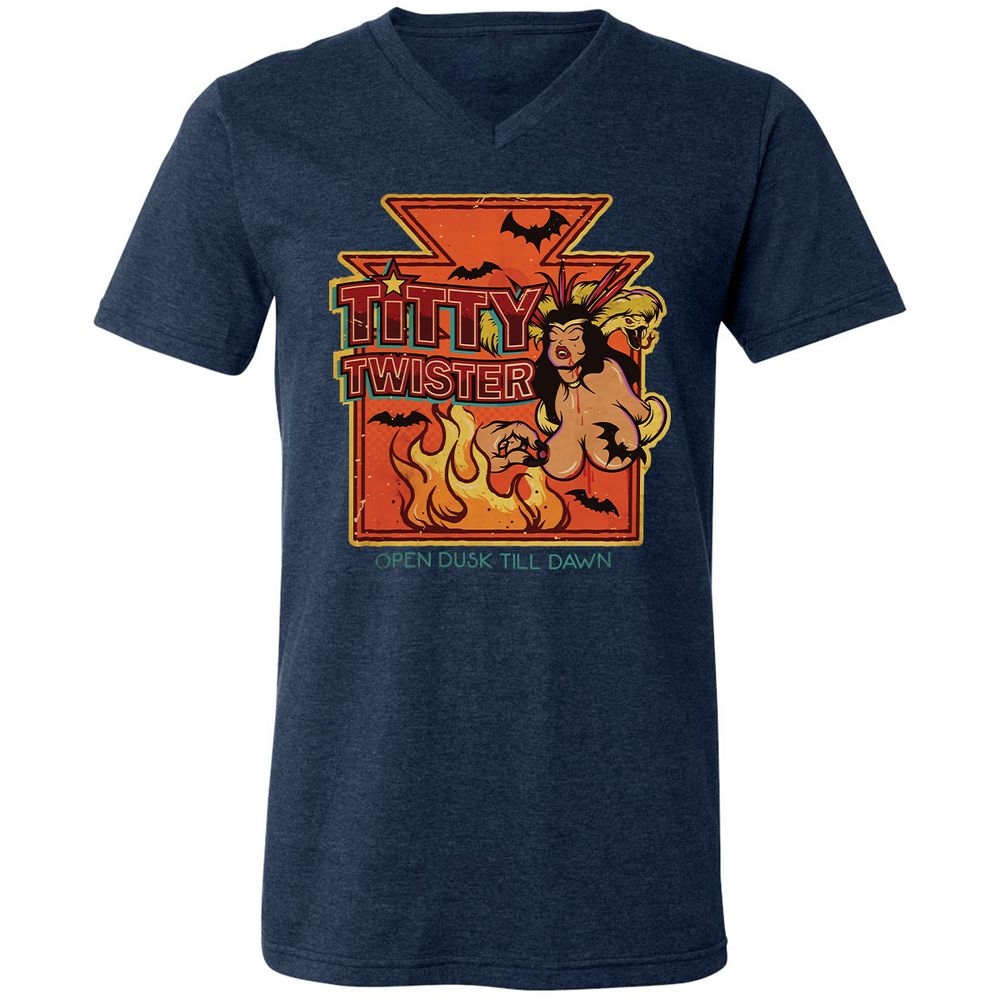 Unisex V-Neck T-Shirt - UMUWJ6LJ - Heather Navy - 15