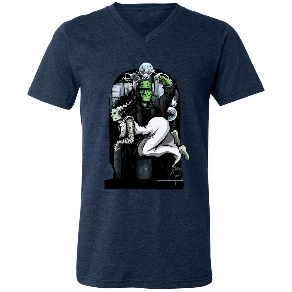 Unisex V-Neck T-Shirt - WPXDVVKU - Heather Navy - 15
