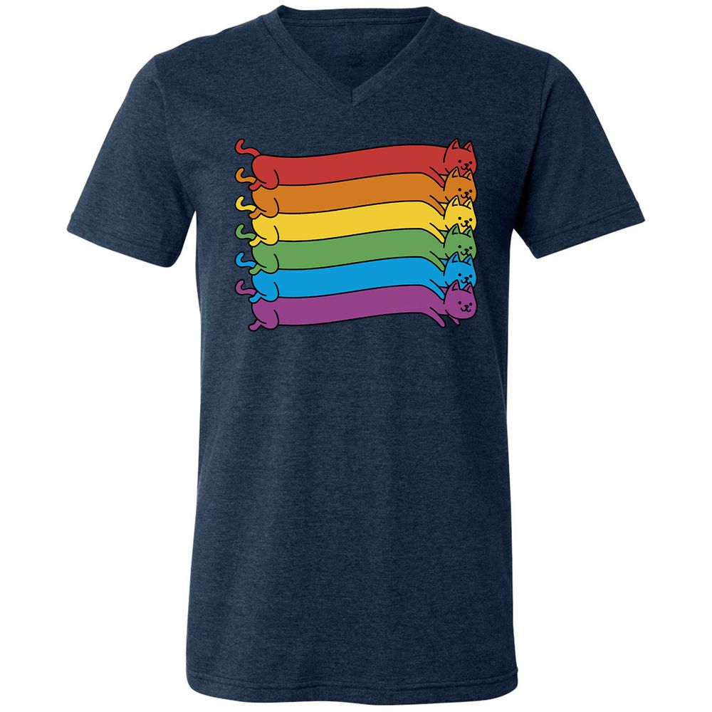 Unisex V-Neck T-Shirt - 6SH7MYTG - Heather Navy - 15