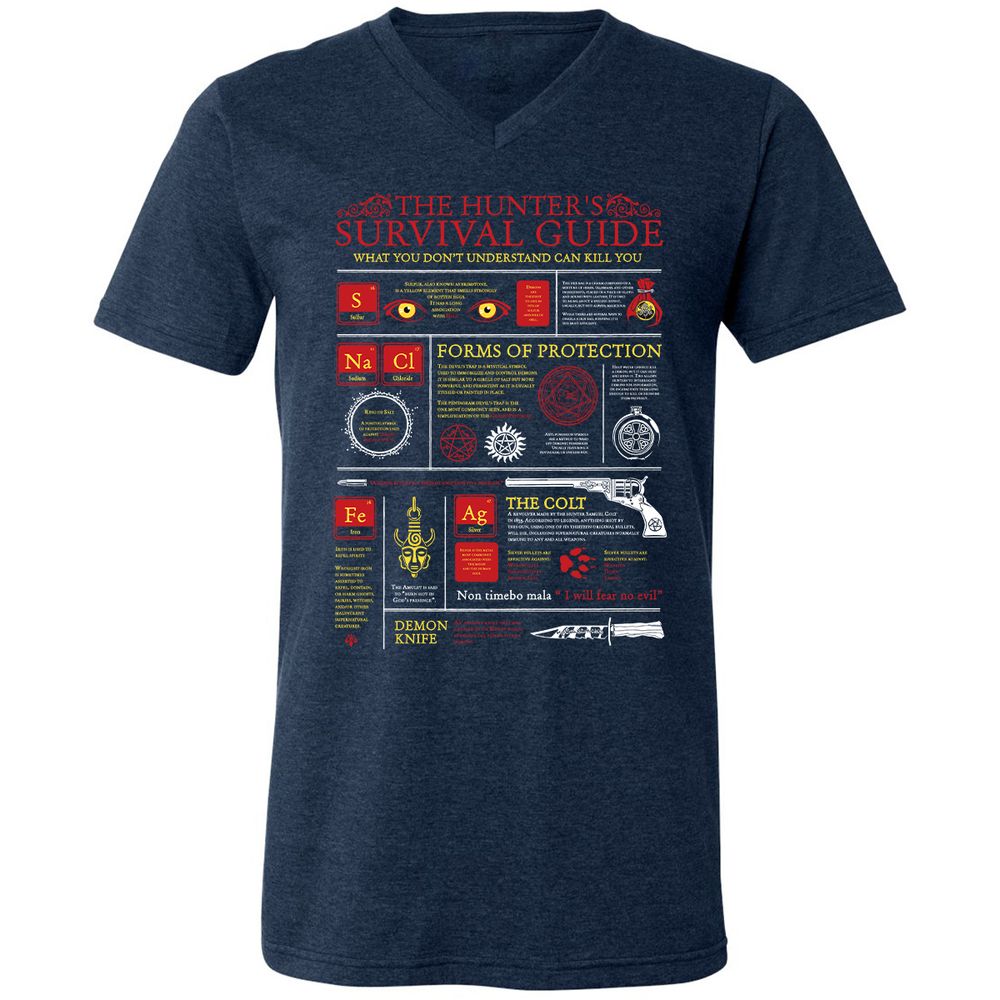 Unisex V-Neck T-Shirt - 674EM5HJ - Heather Navy - 15