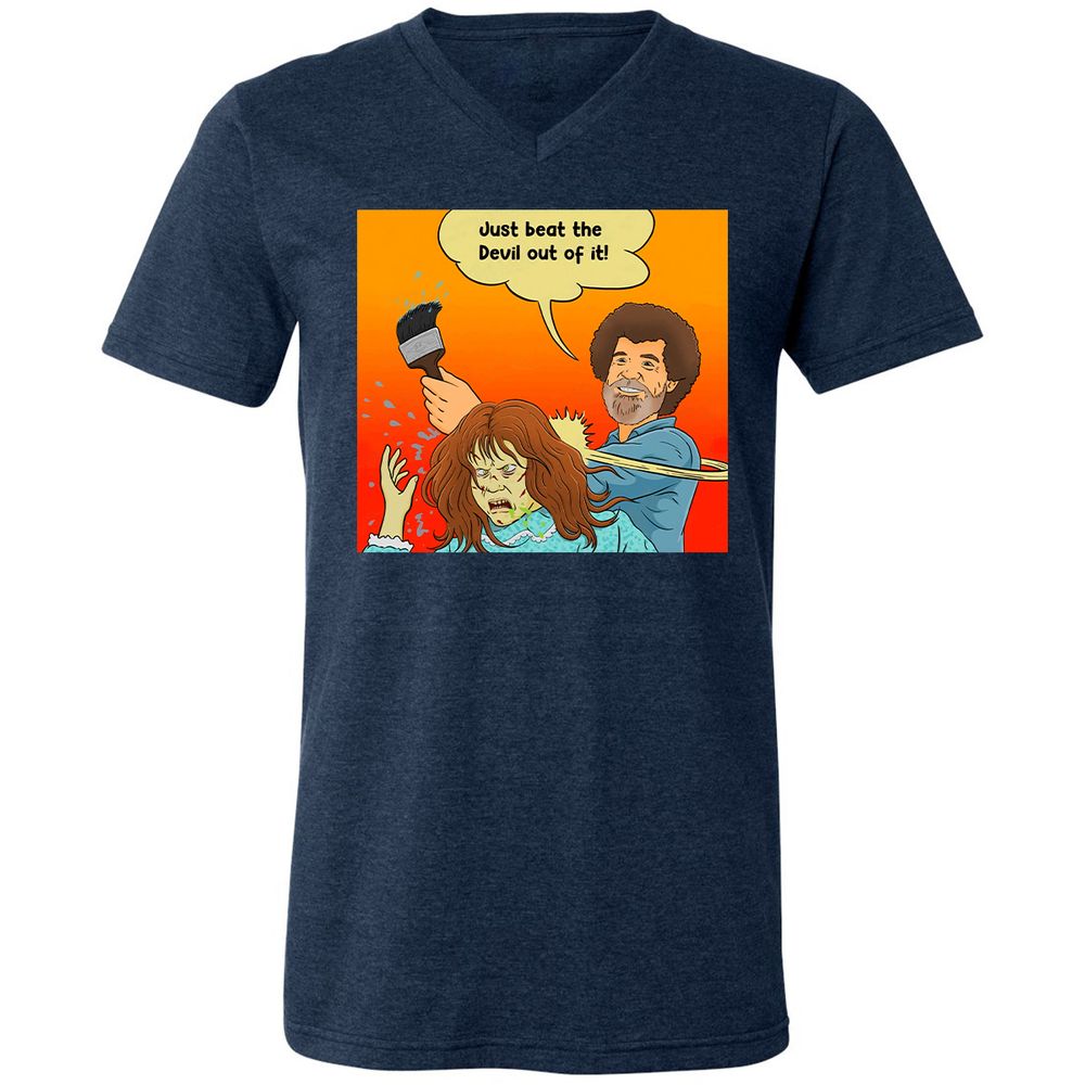 Unisex V-Neck T-Shirt - 6QLGRX9D - Heather Navy - 15