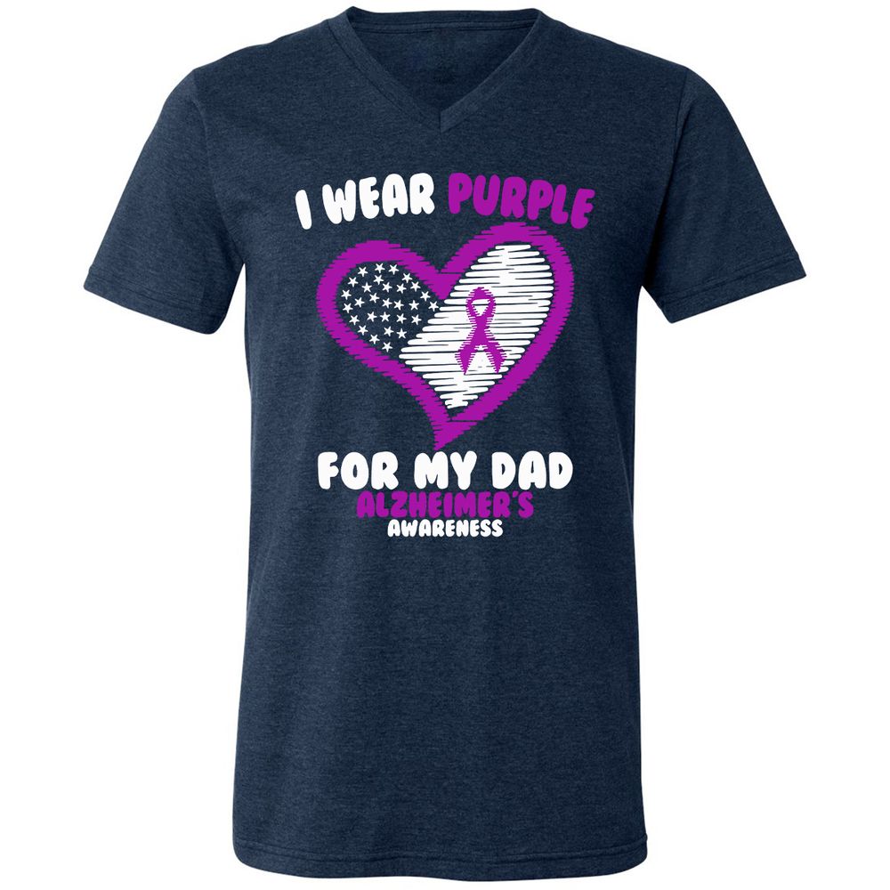 Unisex V-Neck T-Shirt - ZUBGE51U - Heather Navy - 15