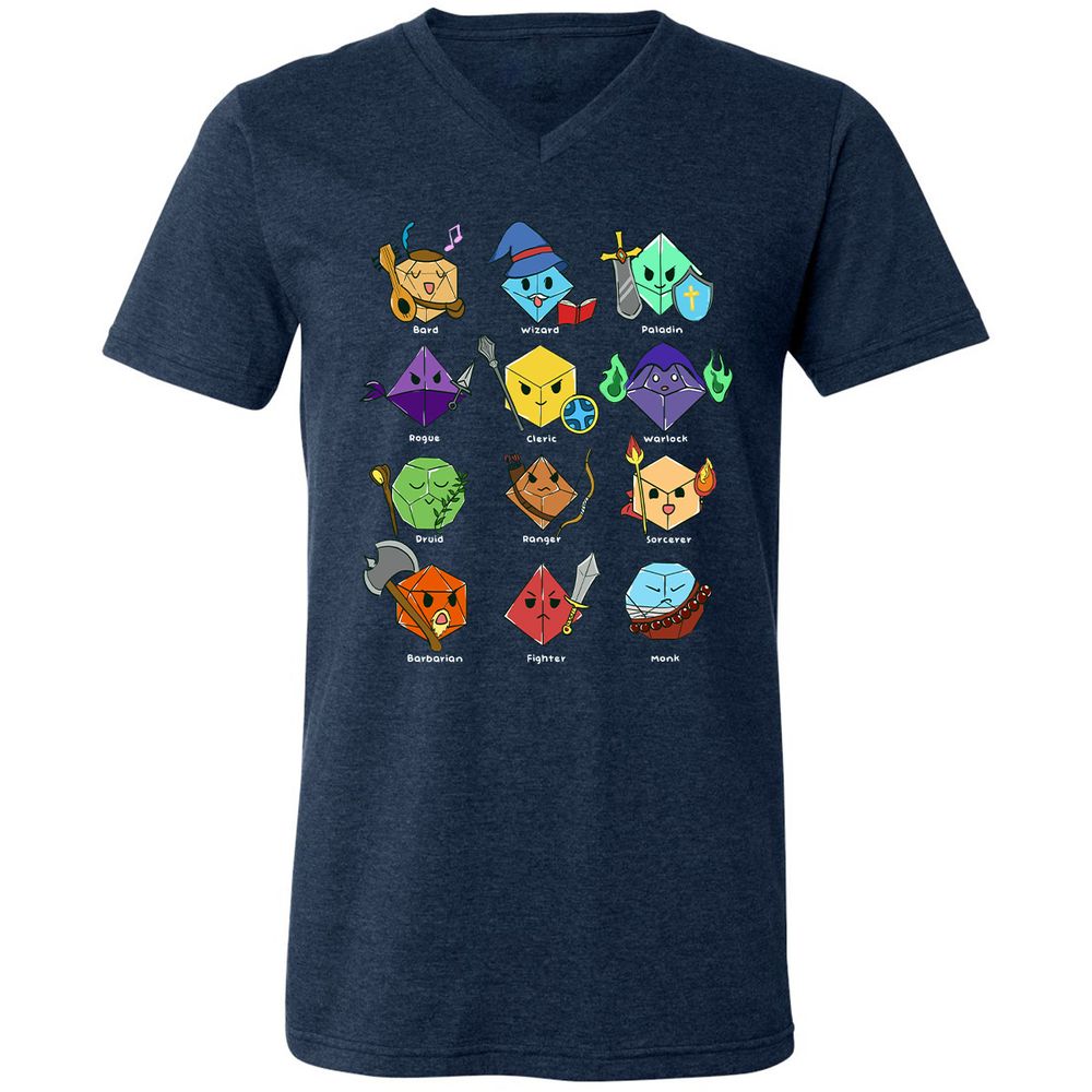 Unisex V-Neck T-Shirt - GD4BP48Y - Heather Navy - 15