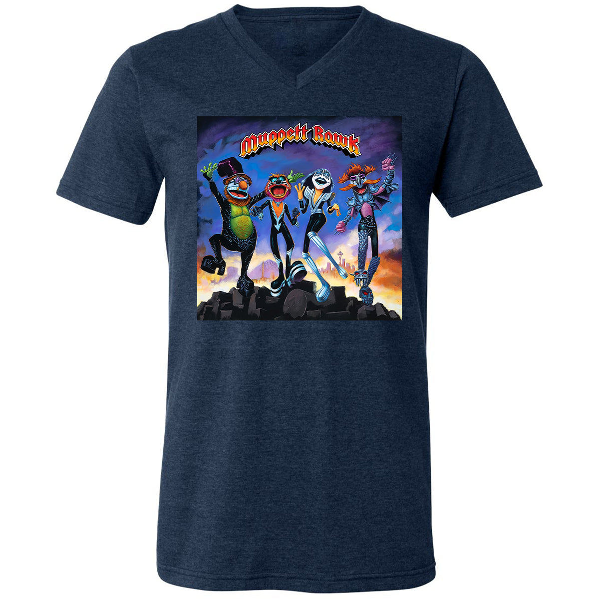Unisex V-Neck T-Shirt - 69Q75Z5B - Heather Navy - 15