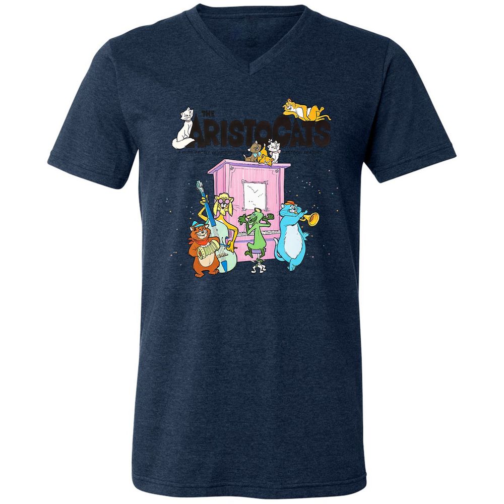 Unisex V-Neck T-Shirt - B2VH5G7D - Heather Navy - 15