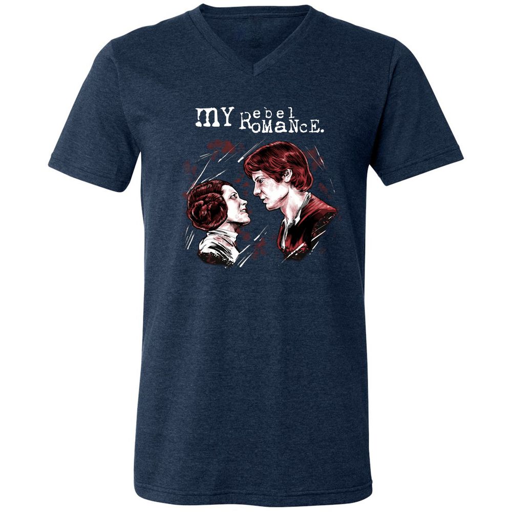 Unisex V-Neck T-Shirt - HQBVSFTR - Heather Navy - 15