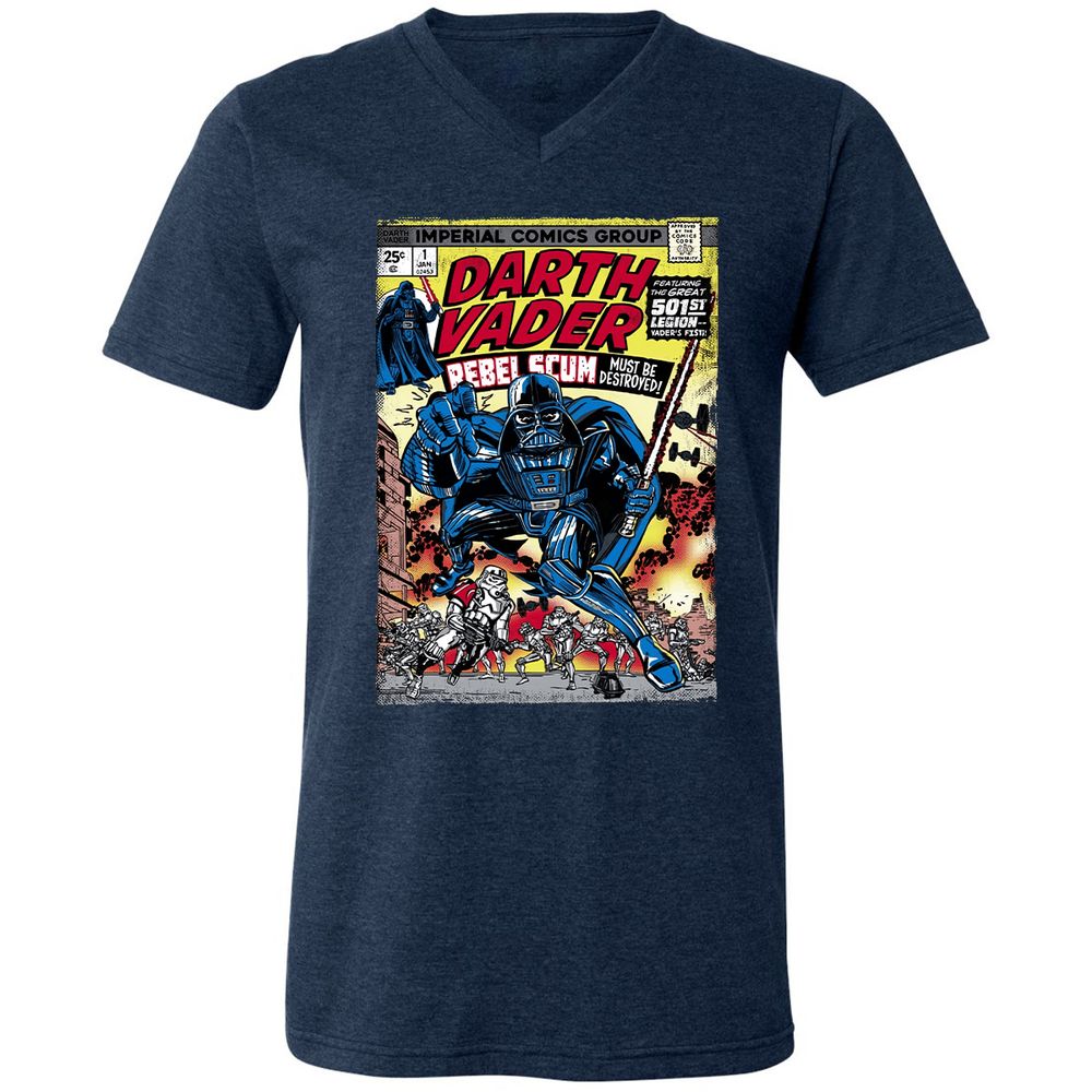 Unisex V-Neck T-Shirt - SB6UK3FJ - Heather Navy - 15