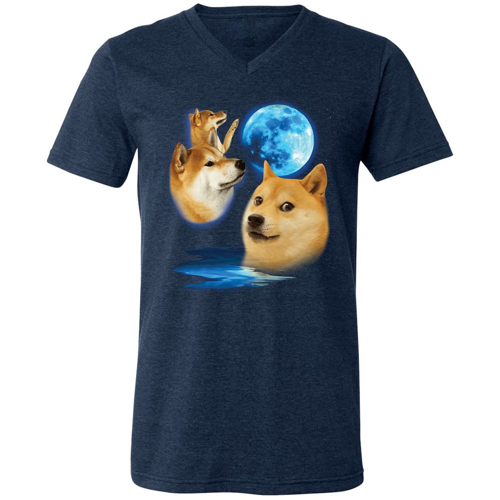 Unisex V-Neck T-Shirt - 6ZHD1HUZ - Heather Navy - 15
