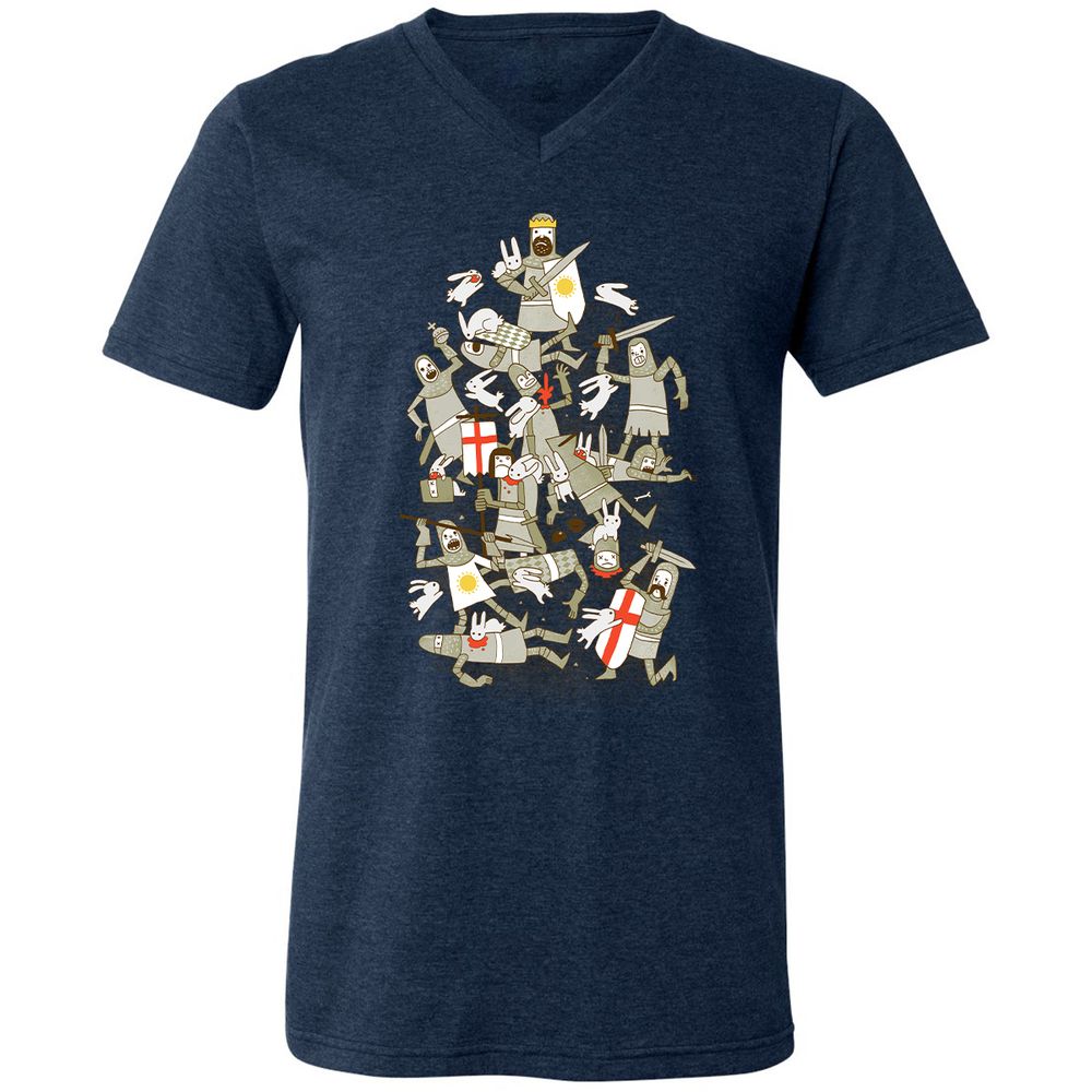 Unisex V-Neck T-Shirt - CYMH6Y37 - Heather Navy - 15