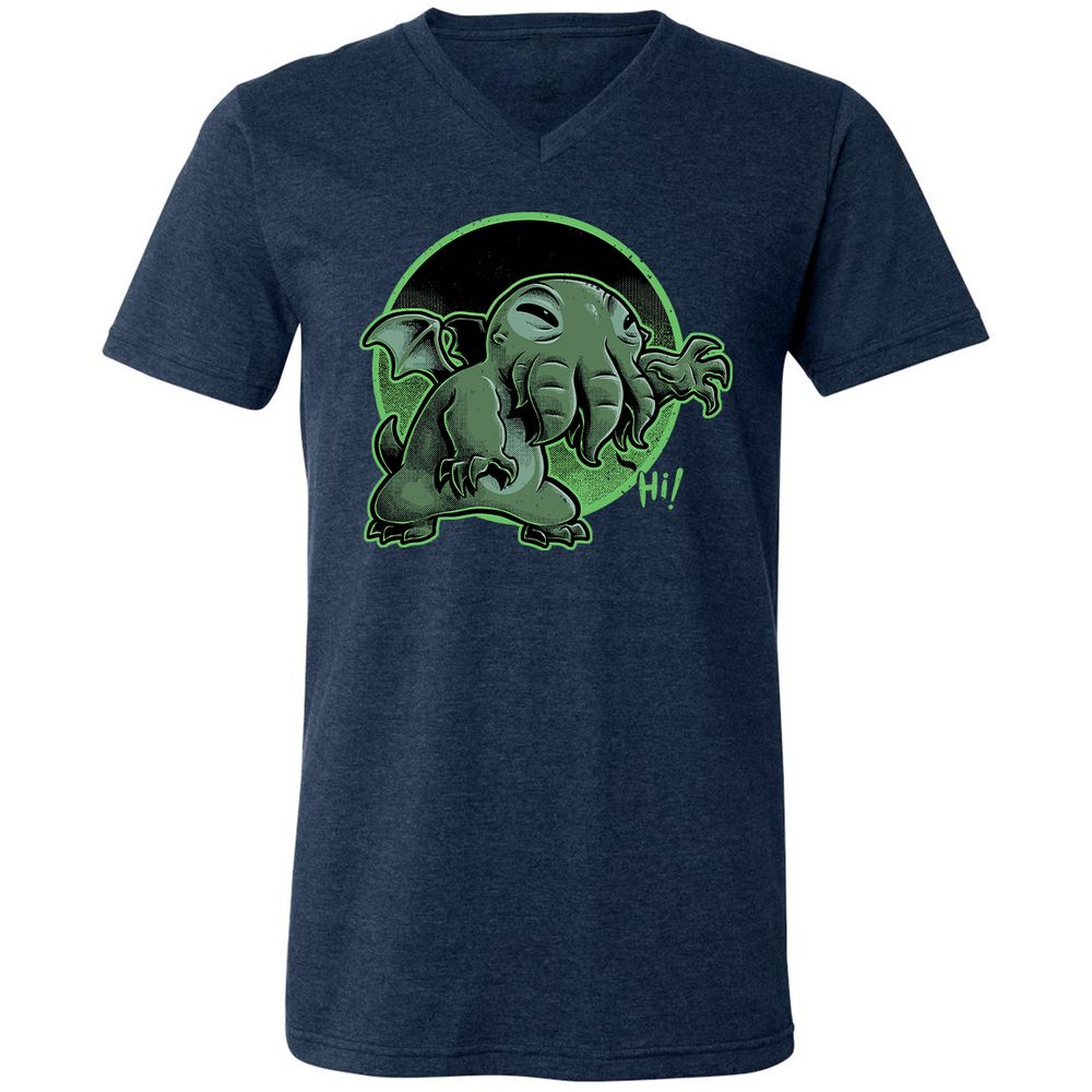 Unisex V-Neck T-Shirt - H9DCGJQM - Heather Navy - 15