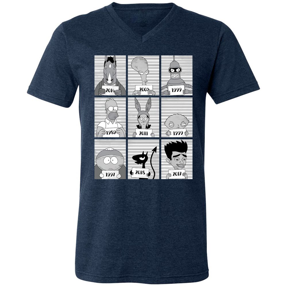 Unisex V-Neck T-Shirt - 1KDQWHJY - Heather Navy - 15