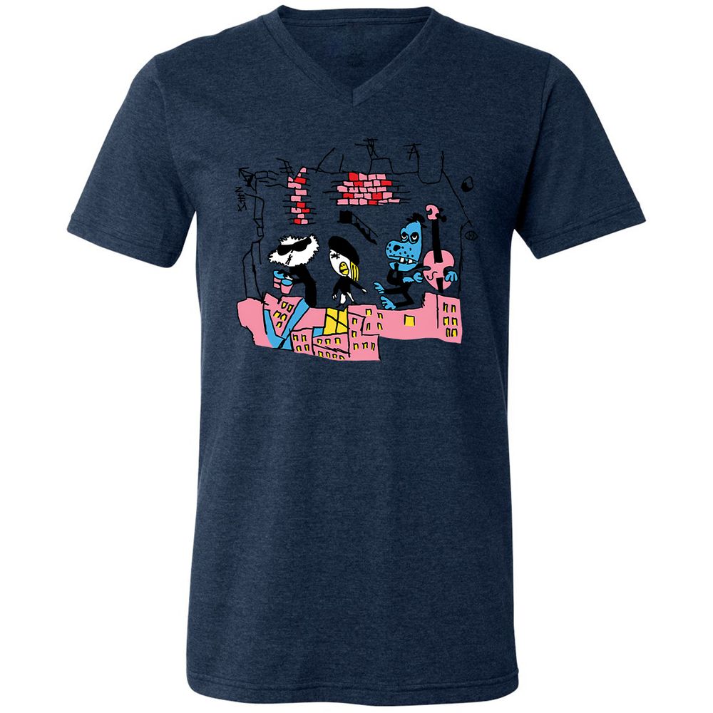 Unisex V-Neck T-Shirt - 33CYGVP8 - Heather Navy - 15