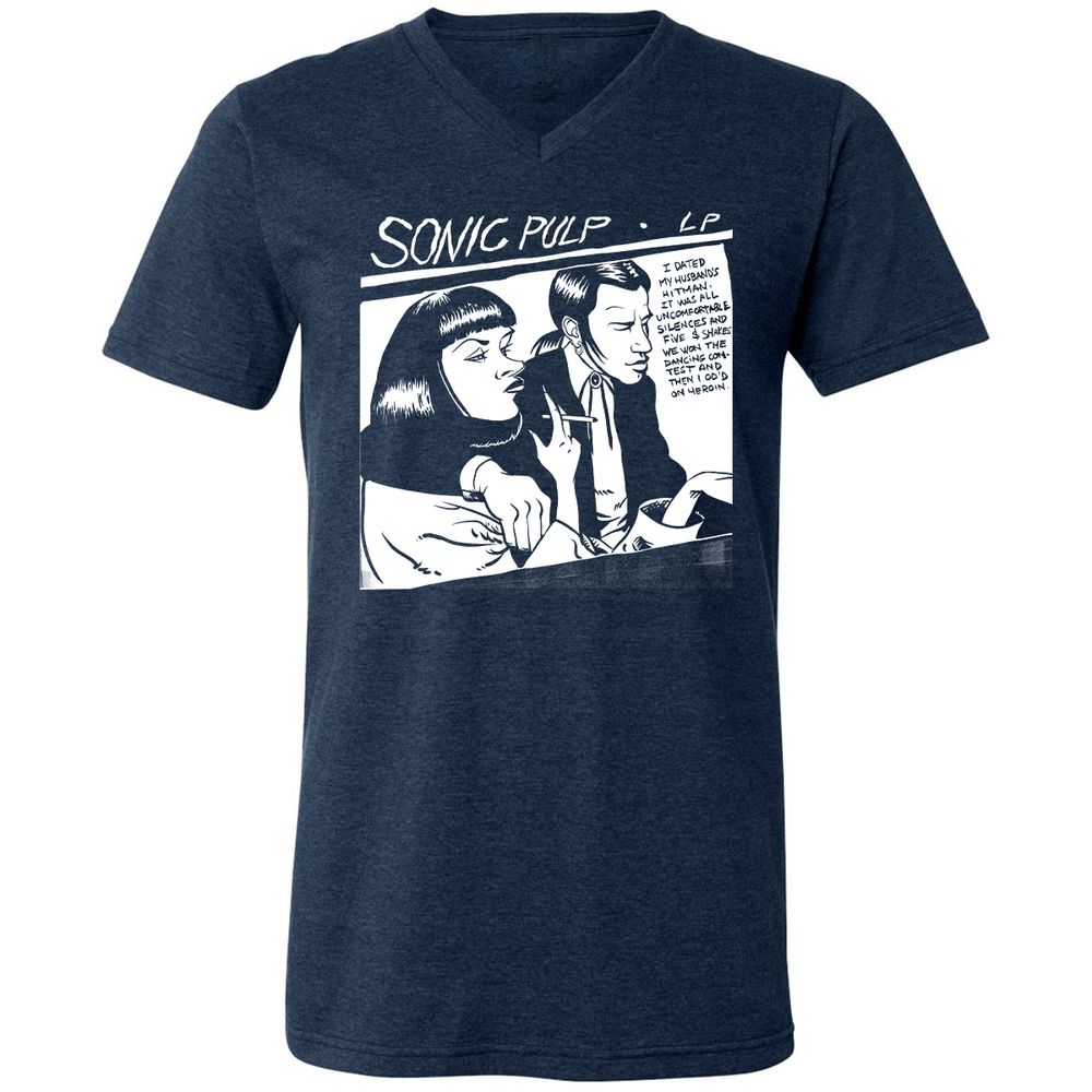 Unisex V-Neck T-Shirt - VZ8TQNLR - Heather Navy - 15