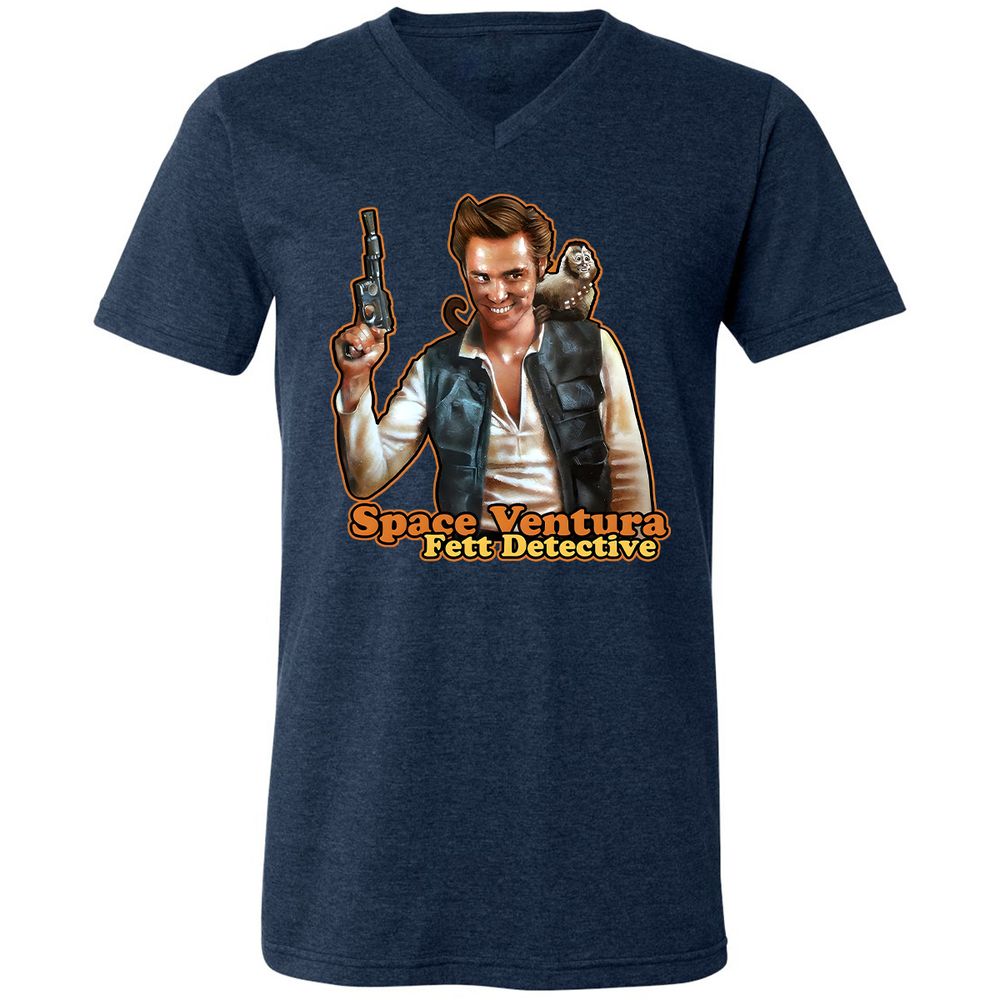 Unisex V-Neck T-Shirt - TS3KR6DQ - Heather Navy - 15