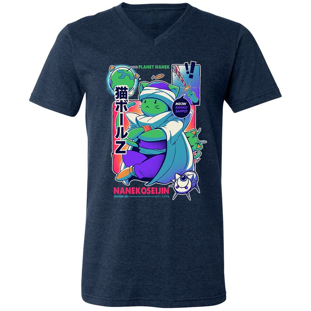 Unisex V-Neck T-Shirt - EX1VDTJV - Heather Navy - 15