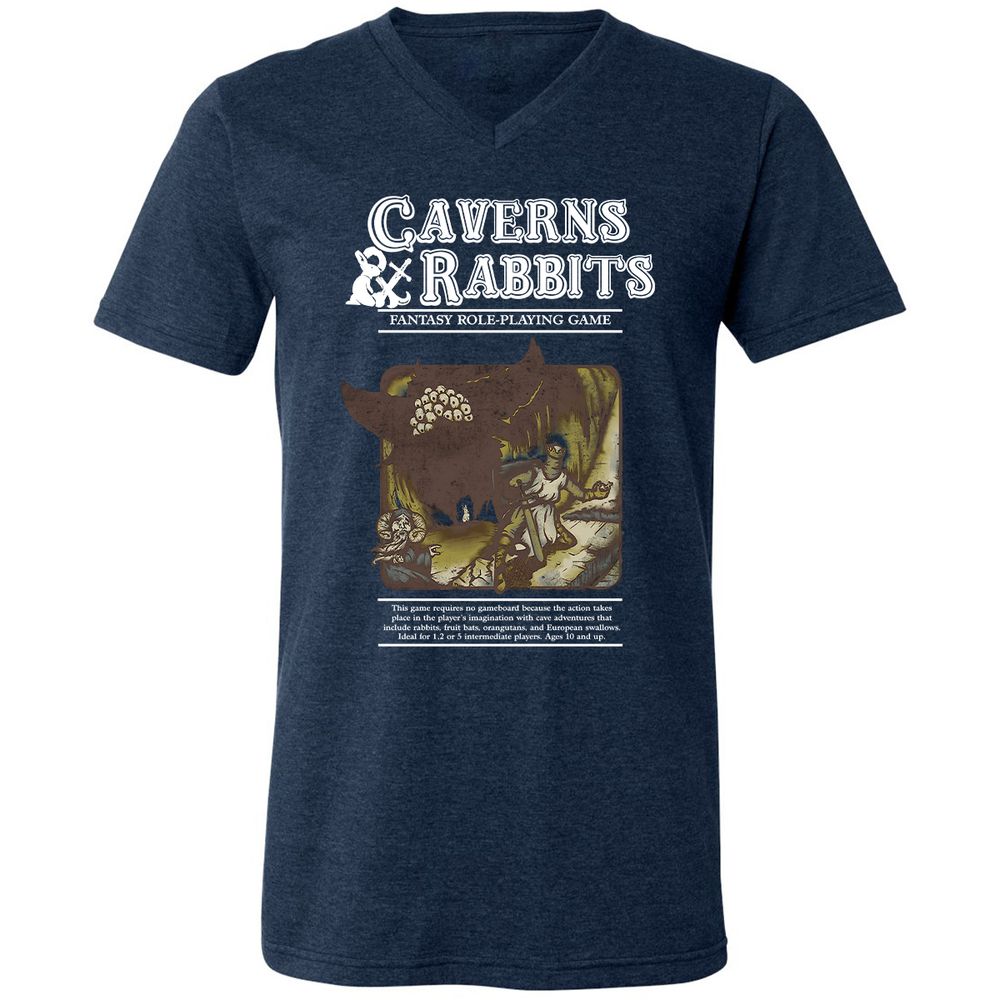 Unisex V-Neck T-Shirt - 8YSVR7MF - Heather Navy - 15