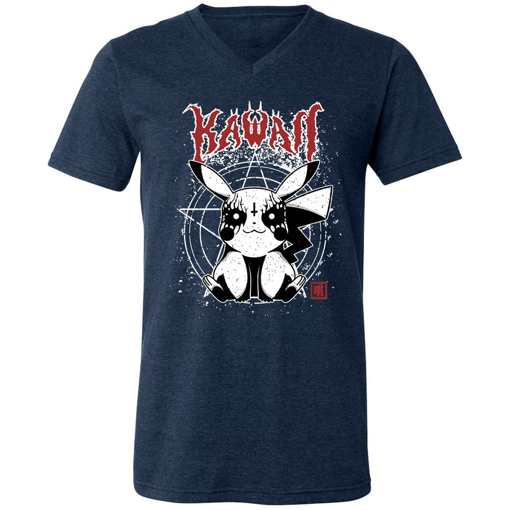 Unisex V-Neck T-Shirt - WXKSA4WF - Heather Navy - 15