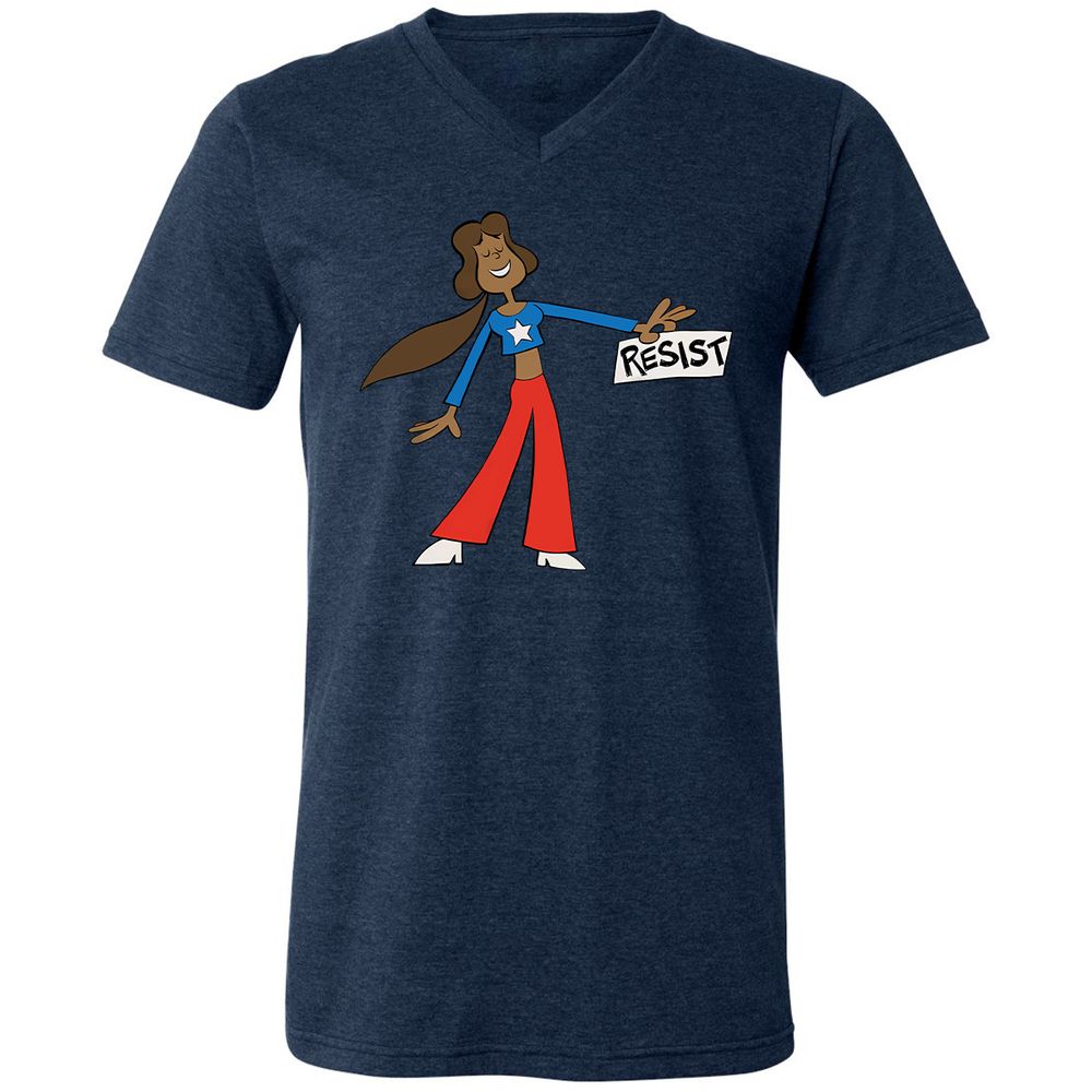 Unisex V-Neck T-Shirt - PWAZPWNF - Heather Navy - 15