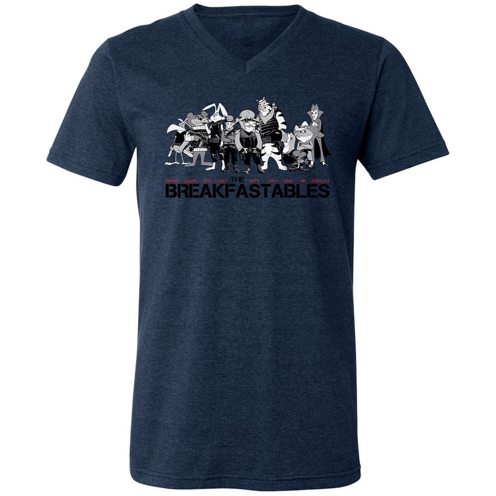 Unisex V-Neck T-Shirt - 4U17QBL9 - Heather Navy - 15