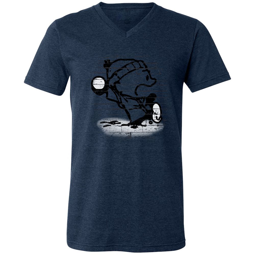 Unisex V-Neck T-Shirt - WAQWTSGZ - Heather Navy - 15
