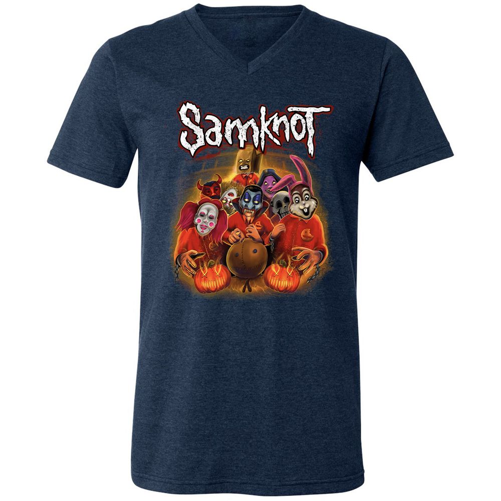 Unisex V-Neck T-Shirt - NR4DX82Q - Heather Navy - 15