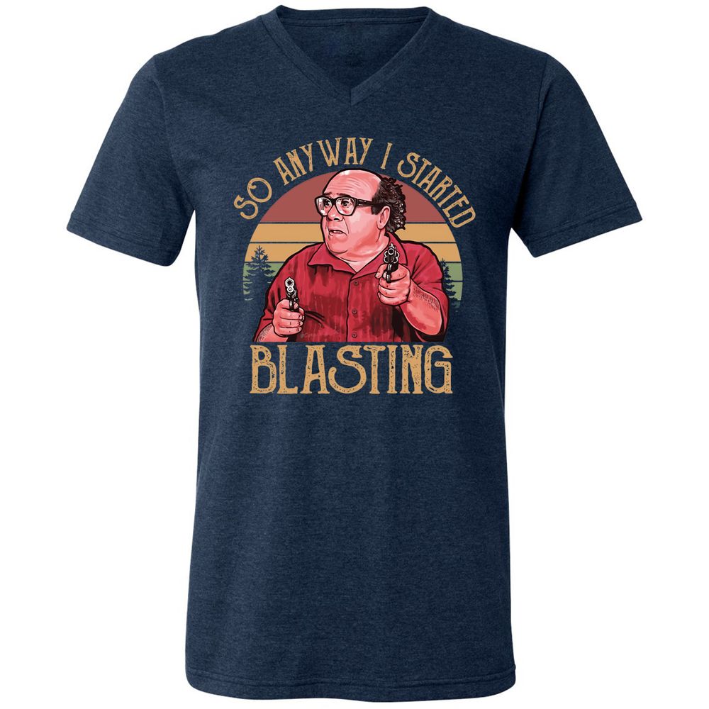 Unisex V-Neck T-Shirt - GW1T7WXJ - Heather Navy - 15