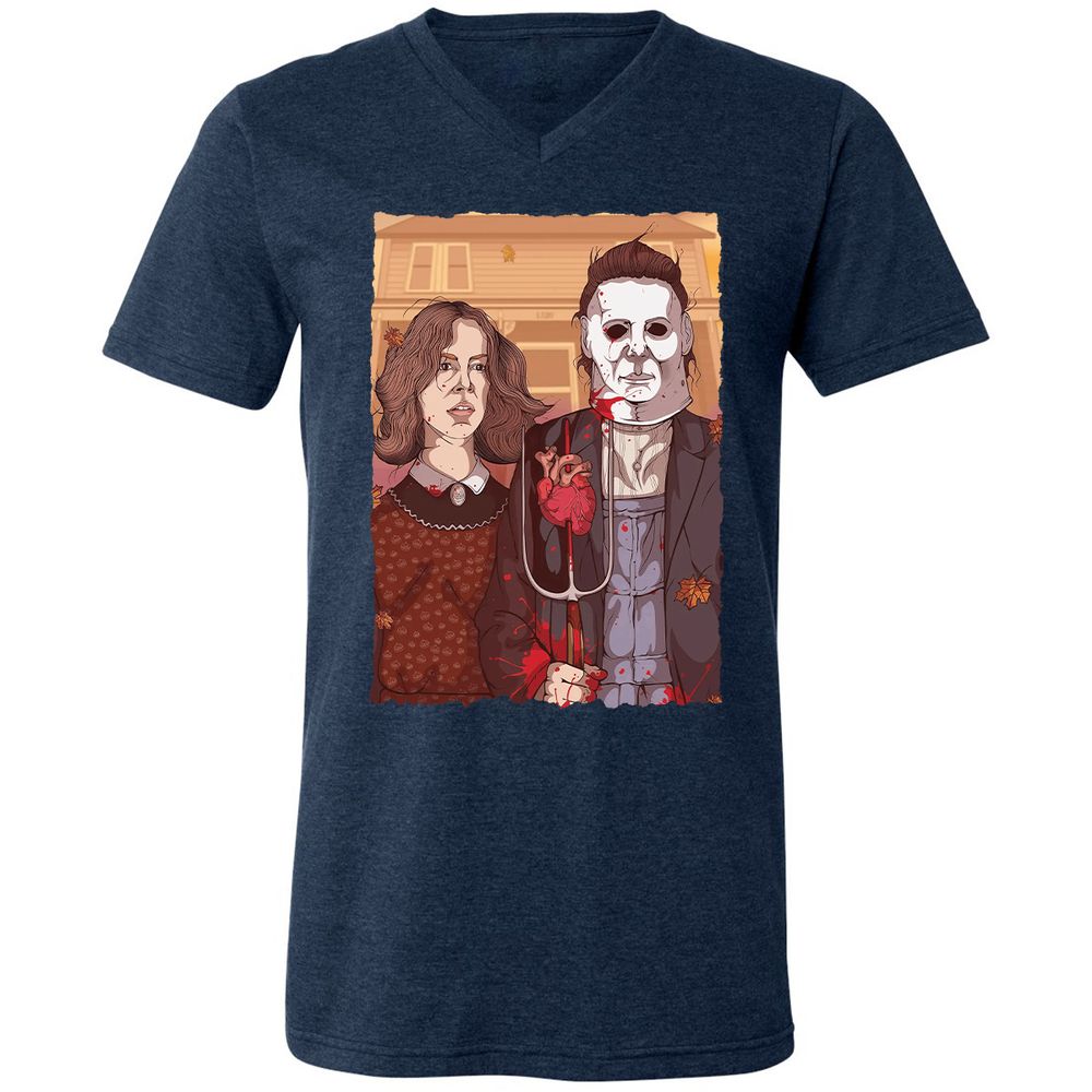 Unisex V-Neck T-Shirt - JWGA91PK - Heather Navy - 15