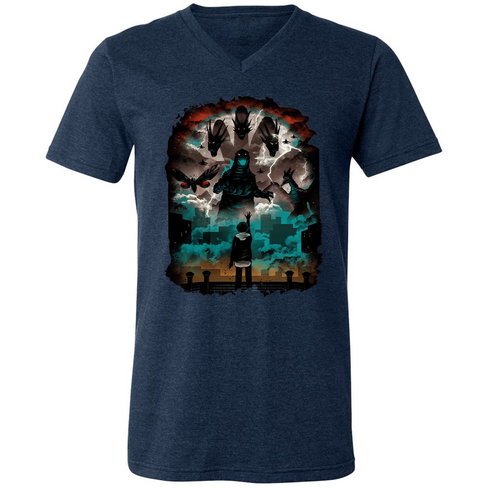 Unisex V-Neck T-Shirt - EYG1DP3Z - Heather Navy - 15