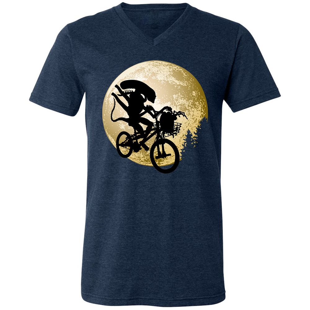 Unisex V-Neck T-Shirt - G3YM7JHR - Heather Navy - 15