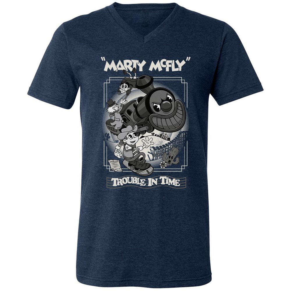 Unisex V-Neck T-Shirt - QHEKWS1M - Heather Navy - 15