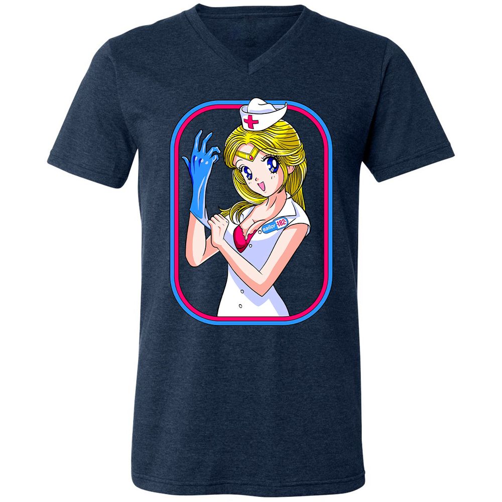 Unisex V-Neck T-Shirt - X7ZT92US - Heather Navy - 15