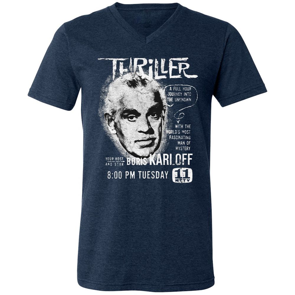 Unisex V-Neck T-Shirt - 8DGVCMHJ - Heather Navy - 15